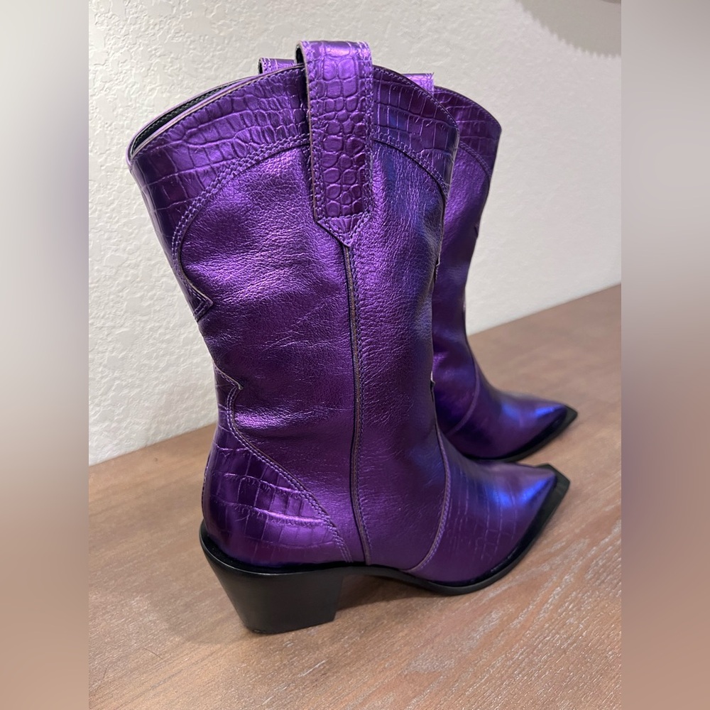 Vicenza electric Purple Metallic Western Boots cowgirl heel boots women’s size 7 - Picture 5 of 15